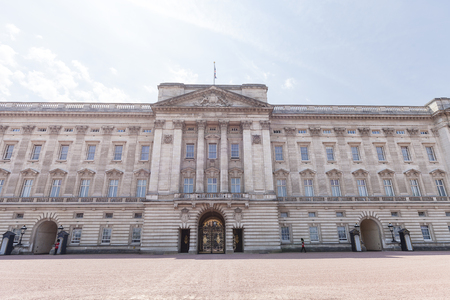 LONDON, UNITED KINGDOM - JUNE 21, 2017: Buckingham Palace, facade, London. Palace is the London residence and administrative headquarters of the reigning monarch of the United Kingdomのeditorial素材