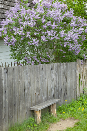 TOKARNIA, POLAND - MAY 2, 2018: Old traditional polish wooden house in open air museum, Museum of the Kielce Village ( Muzeum Wsi Kieleckiej),  wooden fenceのeditorial素材