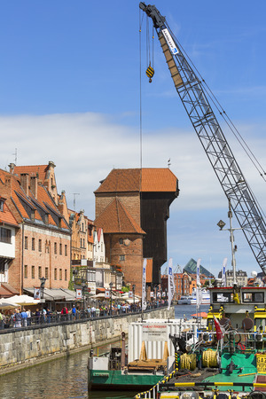 GDANSK, POLAND - JUNE 05, 2018 : The medieval port Crane of Gdansk, Long Embankment streetのeditorial素材