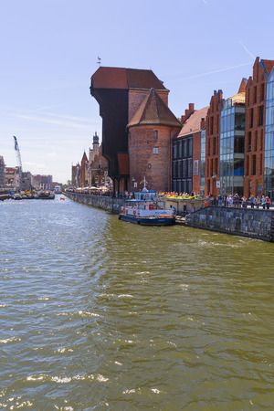 GDANSK, POLAND - JUNE 05, 2018 : The medieval port Crane of Gdansk, Long Embankment streetのeditorial素材