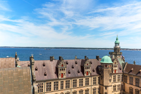 Medieval Kronborg Castle on the Oresund Strait, courtyard , Baltic Sea, Helsingor, Denmarkのeditorial素材