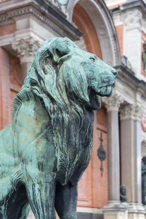 COPENHAGEN, DENMARK - JUNE 22, 2019: Ny Carlsberg Glyptotek; bronze lyon in front of art museum established 1882 by the brewer Carl Jacobsen as a gift for societyのeditorial素材