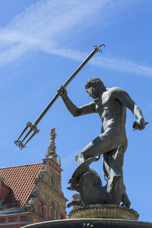 GDANSK, POLAND - JUNE 5, 2018: Neptune's Fountain Statue at Long Market  Streetのeditorial素材