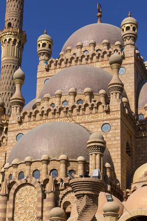 SHARM EL SHEIKH, EGYPT - NOVEMBER 22, 2019: Al Mustafa mosque, a large Islamic temple in the city centerのeditorial素材