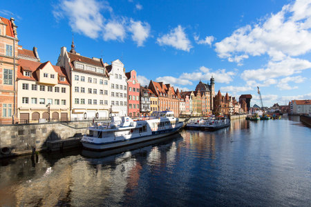 GDANSK, POLAND - JUNE 06, 2018 : The medieval port Crane of Gdansk, Long Embankment street,...