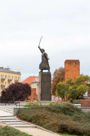 WARSAW, POLAND - OCTOBER 17, 2019: Jan Kilinski monument located at Podwale Street, bronze statueのeditorial素材