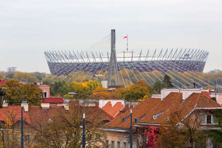 WARSAW, POLAND - OCTOBER 19, 2019: National Stadium ( PGE Narodowy ), retractable roof football stadiumのeditorial素材