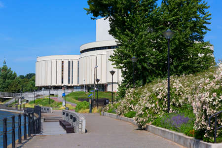 Bydgoszcz, Poland - June 26, 2020: Opera Nova located on the Brda River. It is is one of the most famous and recognizable buildings in the cityのeditorial素材