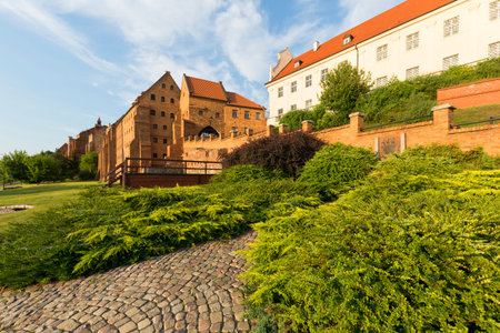 14th century Grudziadz Granaries, fortification complex of river bank on the Vistula river,...