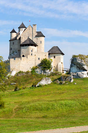 Bobolice Castle, Silesia, Poland - September 16, 2020: Medieval gothic royal Bobolice Castle located on the Polish Jurassic Highlandのeditorial素材