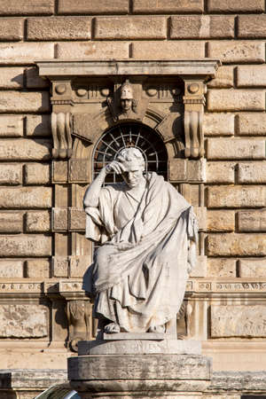 Rome, Italy - October 9, 2020: Statue of Salvius Julianus (Salvio Giuliano) at the front of Palace of Justice seat of Supreme Court of Cassation (Corte di Cassazione), majestic building on the Tiber Riverのeditorial素材