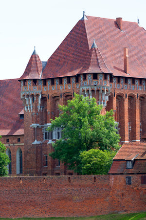 Malbork, Poland - June 25, 2020: 13th century Malbork Castle, medieval Teutonic fortress on the...