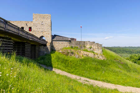 Dobczyce, Poland - June 4, 2021: 14th century Dobczyce Castle on Lake Dobczyce, near Krakowのeditorial素材