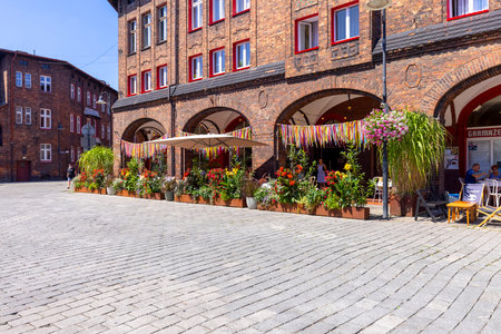Katowice, Nikiszowiec, Poland - July 29, 2021: Historic housing estate for coal miners from the...