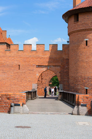 Malbork, Poland - June 25, 2020: 13th century Malbork Castle, medieval Teutonic fortress on the Nogat River. It is the largest castle in the world, UNESCO World Heritage Siteのeditorial素材