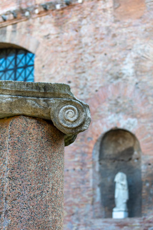 Rome, Italy - October 10, 2020: 3rd century Baths of Diocletian, ruins of ancient Roman public baths, National Roman Museumのeditorial素材