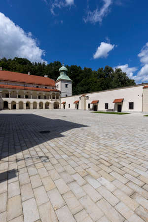 Sucha Beskidzka, Poland - August 7, 2021: 16th century renaissance Sucha Beskidzka castle also called Little Wawelのeditorial素材
