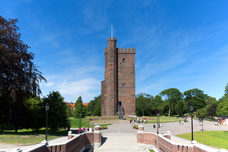 Helsingborg, Sweden - June 23, 2019: Medieval tower Karnan, part of a Danish fortress on the Baltic...