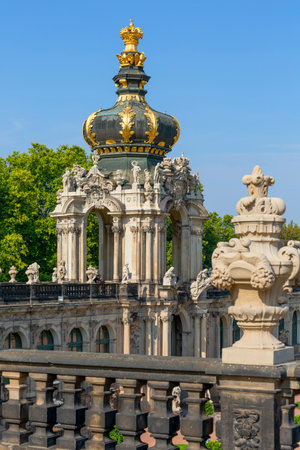 Dresden, Germany - September 23, 2020: 18th century baroque Zwinger Palace, Crown Gate also called Kronentorのeditorial素材
