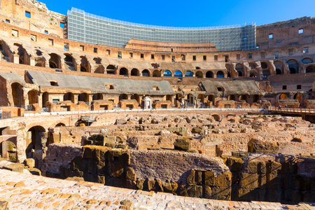 Rome, Italy - October 8, 2020: Colosseum, 1st century antique, oval amphitheater in the center of the city, one of New7Wonders of the Worldのeditorial素材
