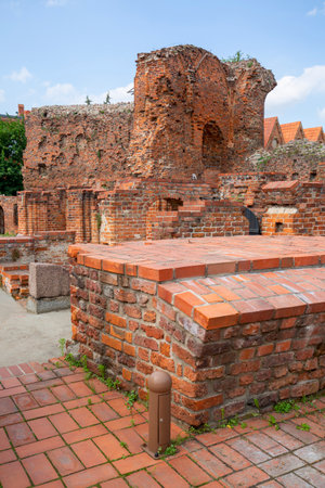 Torun, Poland - June 26, 2020: Ruins of the gothic Teutonic 13th century Torun Castle. The castle is part of the Medieval Town of ToruÅ, one of the World Heritage Sites in Poland.のeditorial素材
