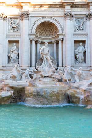 Rome, Italy - October 8, 2020: 18th century Trevi Fountain designed by Italian architect Nicola Salvi, one of the most famous fountains in the worldのeditorial素材