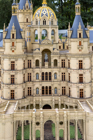 Miedzyzdroje, Poland - September 15, 2022: Baltic Park of Miniatures, small replica in the scale 1:25 of Schwerin Castle in Germanyのeditorial素材