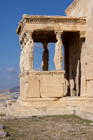 Athens, Greece - October 17, 2022: Erechtheion, Temple of Athena Polias on Acropolis of Athens. View...
