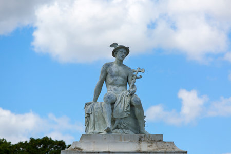 Copenhagen; Denmark - June 22, 2019: Statue on top of the old Freeport gate at waterfront area Nordre Toldbodのeditorial素材