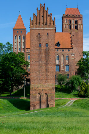 Kwidzyn, Poland - June 25, 2020: 13th century medieval Kwidzyn Castle, monumental brick gothic castle, example of Teutonic Knights castles architectureのeditorial素材