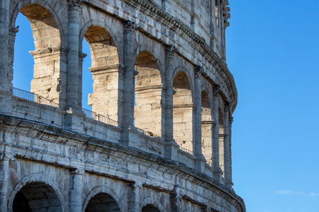 Colosseum, 1st century antique, oval amphitheater in the center of the city, one of New7Wonders of the World, Rome, Italyのeditorial素材