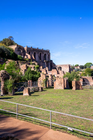 Roman Forum, view of the ruins of several important ancient buildings, Rome, Italy. It is the oldest square in the city, the main political, religious and social center of ancient Romeのeditorial素材