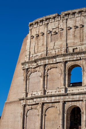 Colosseum, 1st century antique, oval amphitheater in the center of the city, one of New7Wonders of...