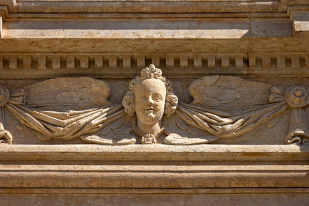 Krakow, Poland - Medieval Saints Peter and Paul Church located at Saint Mary Magdalene Square, details of ornamental dolomite facadeの写真素材