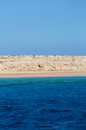 View of the Red Sea, turquoise water color and sandy beach, beauty of natureの写真素材