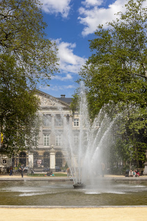 Brussels, Belgium - May 18, 2023: Brussels Park also known as Royal Park, the largest urban public park in central of city. Building of Chamber of Representatives in a distanceのeditorial素材