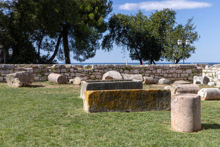 Porec, Croatia, Istria - September 25, 2023: Remains of Neptune Temple dedicated to god of the sea. It is a 1st century roman templeのeditorial素材