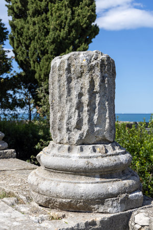 Porec, Croatia, Istria - September 25, 2023: Remains of Neptune Temple dedicated to god of the sea. It is a 1st century roman templeのeditorial素材