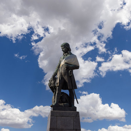 Lodz, Poland - May 4, 2023: Monument to Polish general Tadeusz Kosciuszko, located at Freedom Square in the city centerのeditorial素材