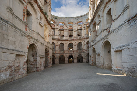 Ujazd, Poland - July 10, 2020 : Ruins of 17th century Krzyztopor castle, italian style palazzo in fortezza, visible traces of former glory. It was built by Polish nobleman and Voivode of Sandomierzのeditorial素材