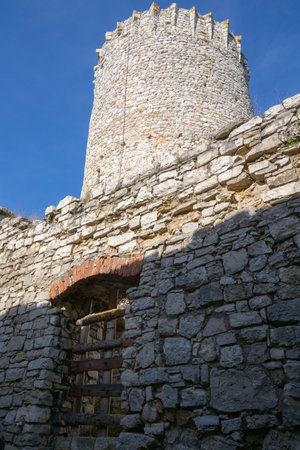 Babice, Lipowiec Castle, Poland - October 6, 2024: Old ruins of 13th century Lipowiec Castle, Krakow Bishops castle in Polish Jura (Krakow-Czestochowa Upland)のeditorial素材