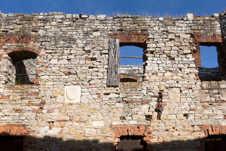 Babice, Lipowiec Castle, Poland - October 6, 2024: Old ruins of 13th century Lipowiec Castle, Krakow Bishops castle in Polish Jura (Krakow-Czestochowa Upland)のeditorial素材