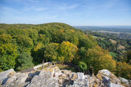 Babice, Lipowiec Castle, Poland - October 6, 2024: Old ruins of 13th century Lipowiec Castle, Krakow Bishops castle in Polish Jura (Krakow-Czestochowa Upland)のeditorial素材