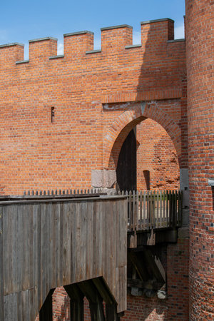 Malbork, Poland - June 25, 2020: 13th century Malbork Castle, medieval Teutonic fortress on the Nogat River. It is the largest gothic castle in the world, UNESCO World Heritage Siteのeditorial素材