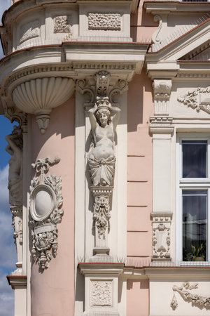 PrzemyÅl, Poland - May 1, 2025: Corner renaissance townhouse at Rynek 5, Market Square. It was restored in 2006â2008 as part of European Unionâfunded revitalization projectのeditorial素材