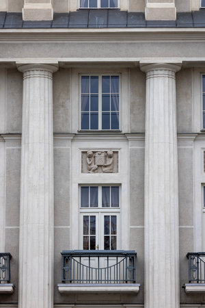 Brno, Czech Republic, Moravia - March 5, 2023: Historic hotel building at Zelny trh square (Cabbage Market), decorative facadeのeditorial素材