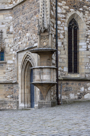 Brno, Czech Republic, Moravia - March 5, 2023: Decorative facade of 11th century Cathedral of Saints Peter and Paul, located on Petrov hill. It is Roman Catholic church, seat of Diocese of Brnoのeditorial素材