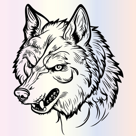 Wolf head. Vector illustration ready for vinyl cutting or t-shirt design.のイラスト素材