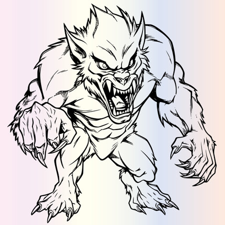 Angry cartoon monster. Vector illustration ready for vinyl cutting. Isolated on white background.のイラスト素材