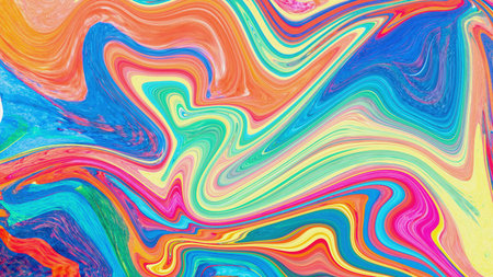Vibrant pastel swirls, an abstract background of dynamic liquid texture with a colorful and...